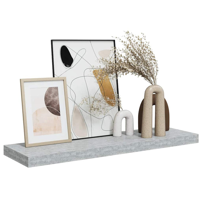 Raft de perete suspendat, gri beton, 80x23,5x3,8 cm, MDF - WALTI WALTI