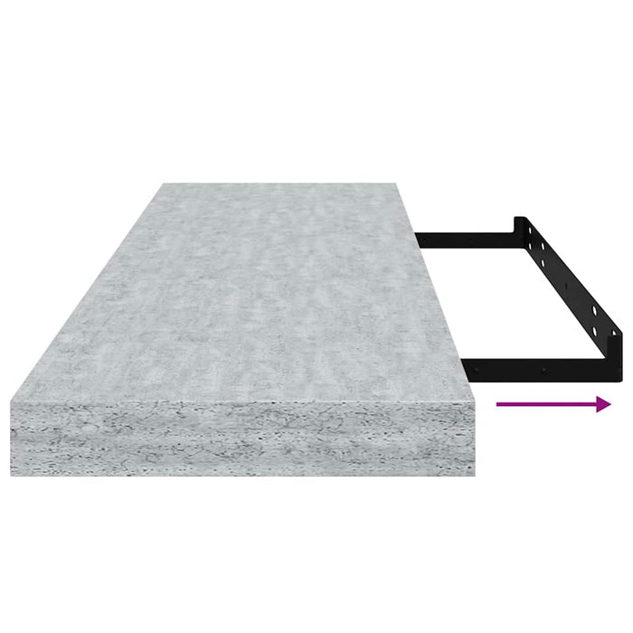 Raft de perete suspendat, gri beton, 80x23,5x3,8 cm, MDF - WALTI WALTI