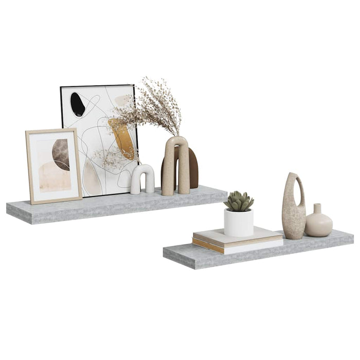 Rafturi de perete suspendate,2 buc,gri beton,80x23,5x3,8 cm,MDF - WALTI WALTI