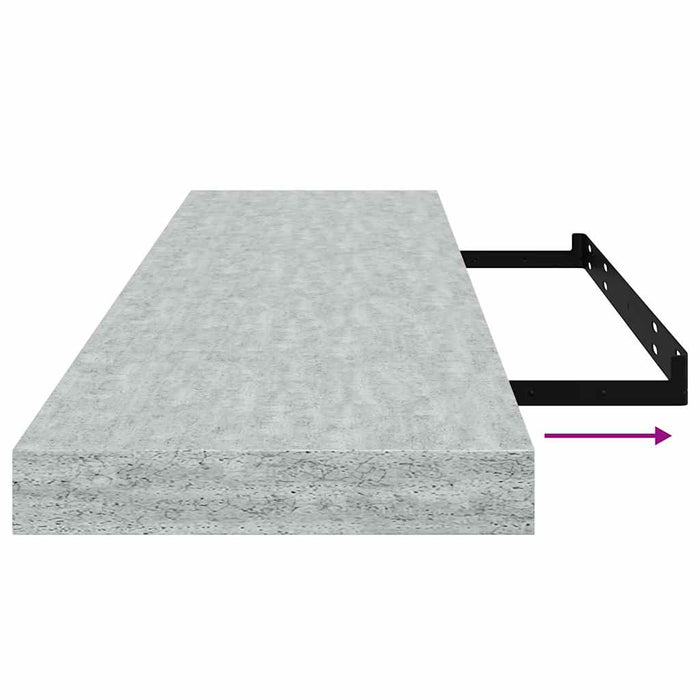 Rafturi perete suspendate 2 buc. gri beton 90x23,5x3,8 cm MDF - WALTI WALTI