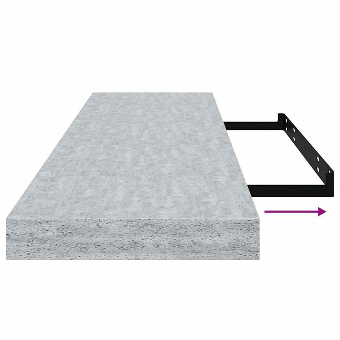 Rafturi perete suspendate 4 buc. gri beton 90x23,5x3,8 cm MDF - WALTI WALTI