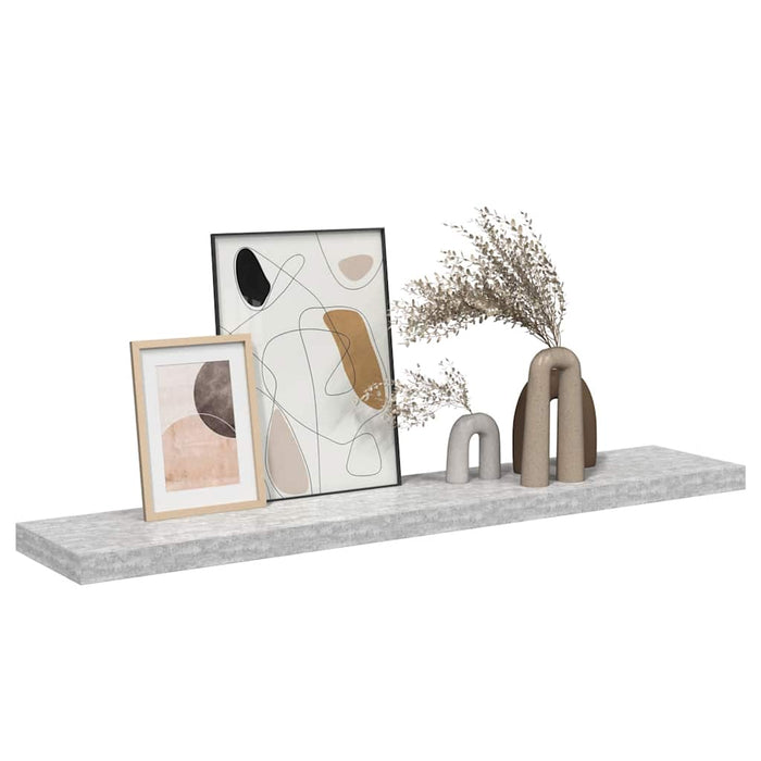 Raft de perete suspendat, gri beton, 120x23,5x3,8 cm, MDF - WALTI WALTI