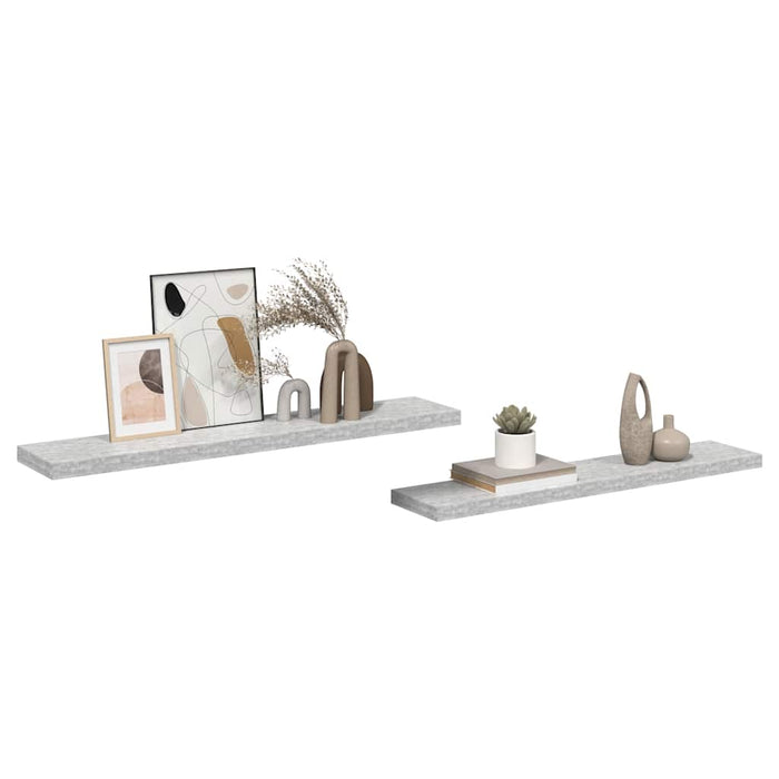 Rafturi perete suspendate 2 buc. gri beton 120x23,5x3,8 cm MDF - WALTI WALTI