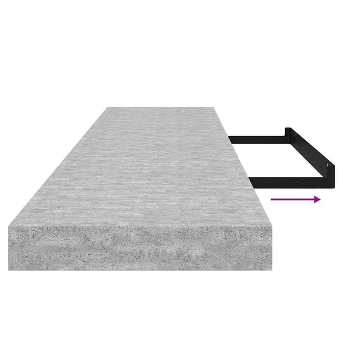 Rafturi perete suspendate 2 buc. gri beton 120x23,5x3,8 cm MDF - WALTI WALTI