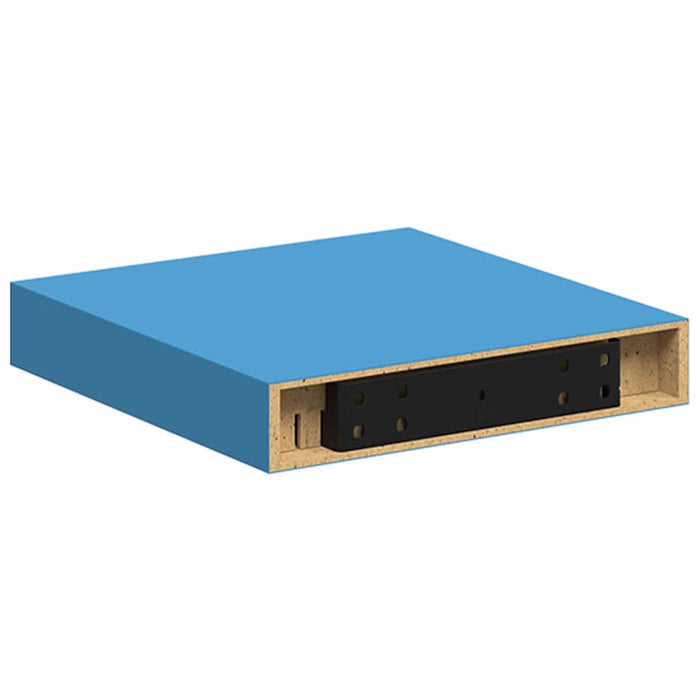 Rafturi perete suspendate, 2 buc., albastru, 23x23,5x3,8 cm MDF WALTI