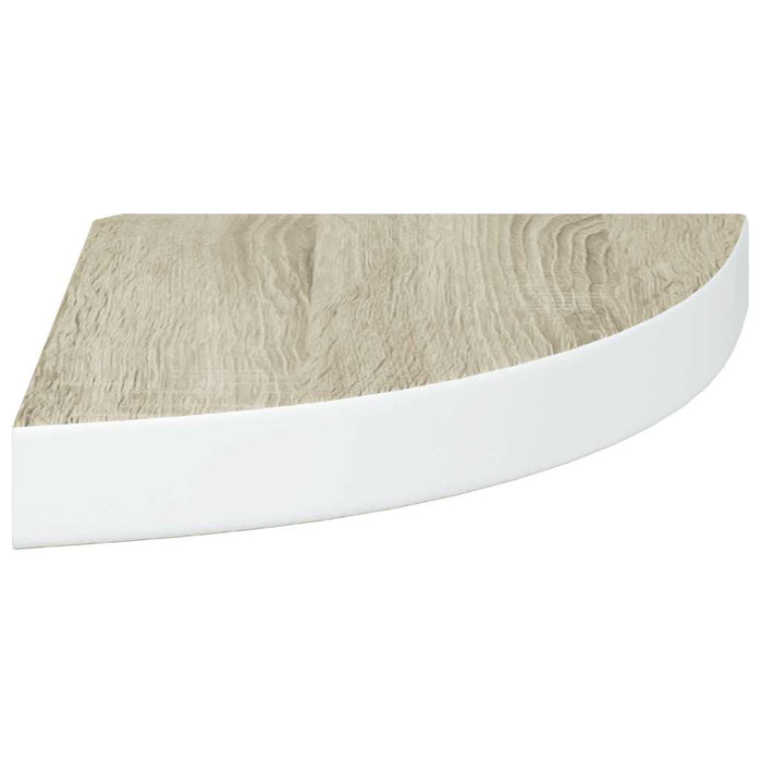 Rafturi perete de colț, 2 buc., stejar și alb, 25x25x3,8cm, MDF - WALTI WALTI