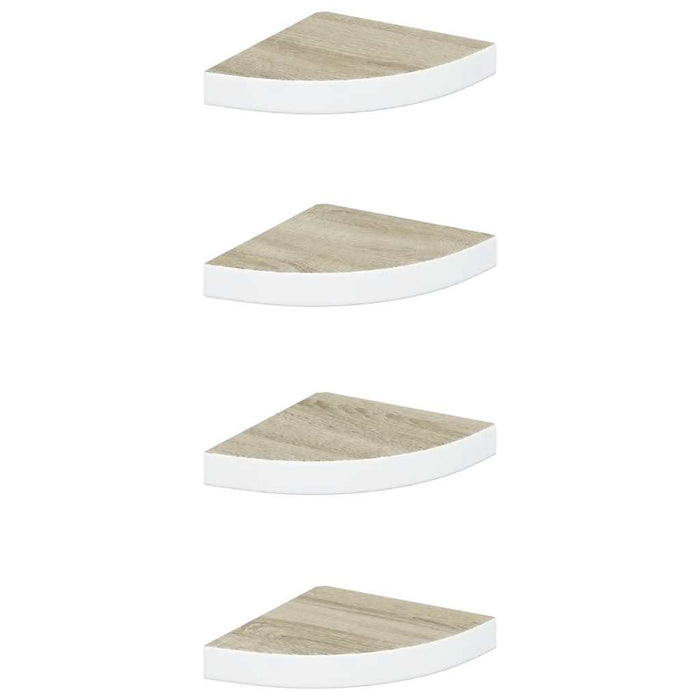 Rafturi de perete de colț 4 buc. stejar și alb 25x25x3,8cm MDF - WALTI WALTI