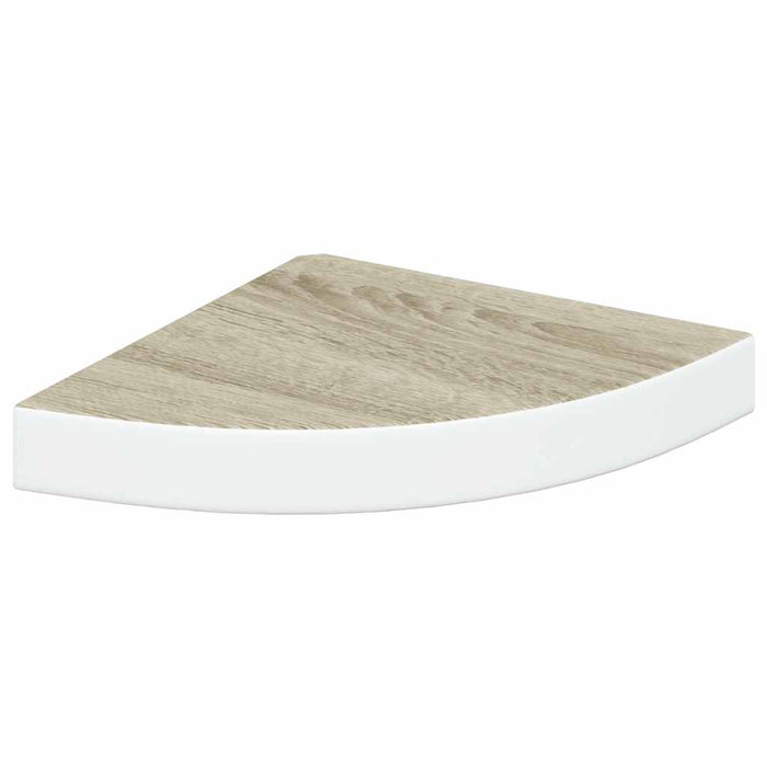 Rafturi de perete de colț 4 buc. stejar și alb 25x25x3,8cm MDF - WALTI WALTI