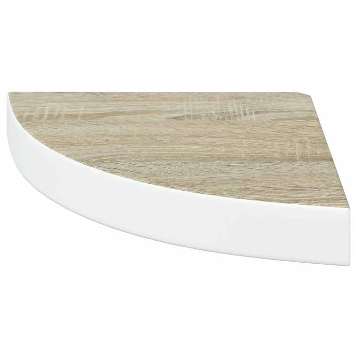 Rafturi de perete de colț 4 buc. stejar și alb 25x25x3,8cm MDF - WALTI WALTI