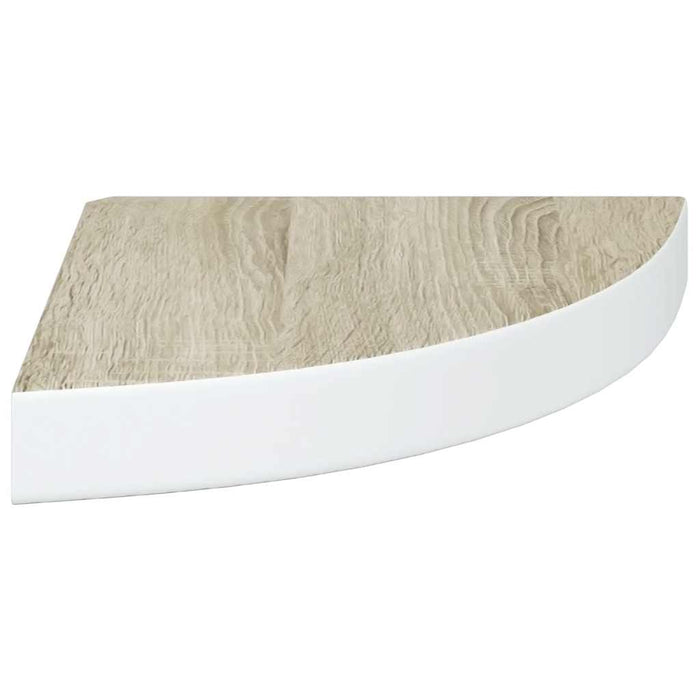 Rafturi de perete de colț 4 buc. stejar și alb 25x25x3,8cm MDF - WALTI WALTI