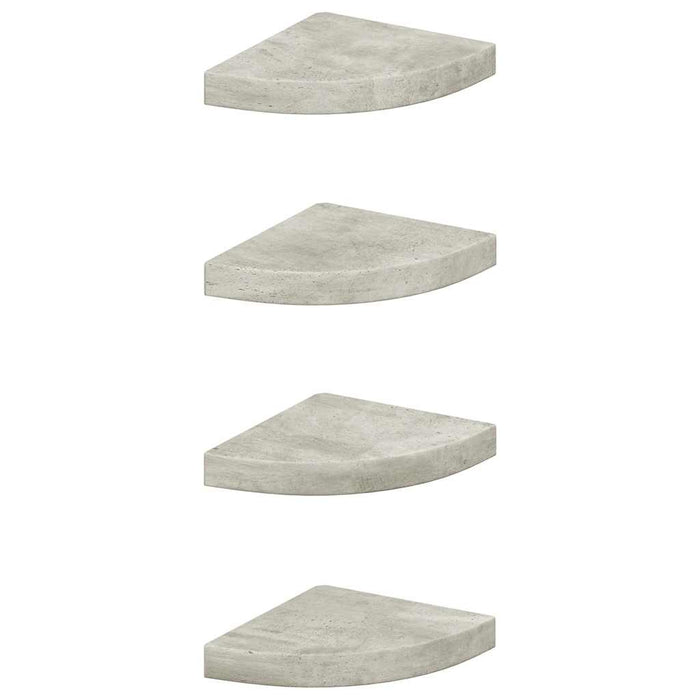 Rafturi de colț de perete, 4 buc., gri beton, 25x25x3,8 cm, MDF - WALTI WALTI