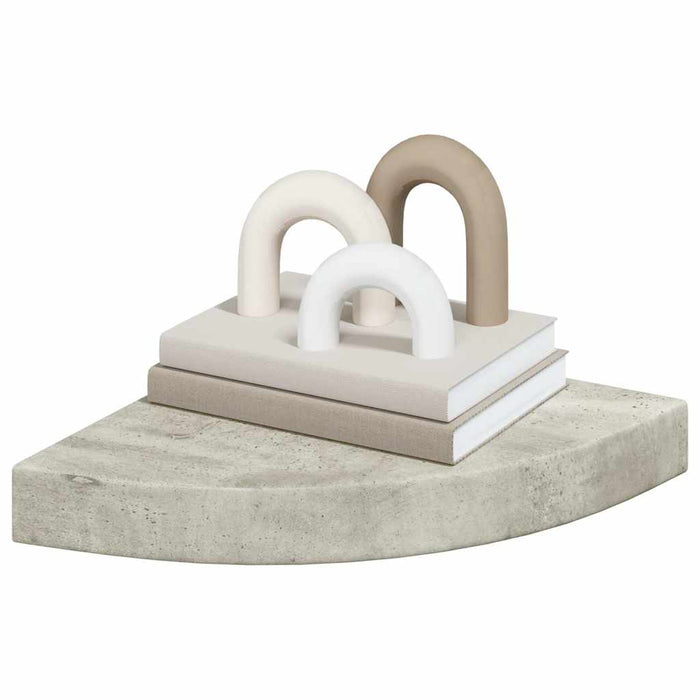 Rafturi de colț de perete, 4 buc., gri beton, 25x25x3,8 cm, MDF - WALTI WALTI