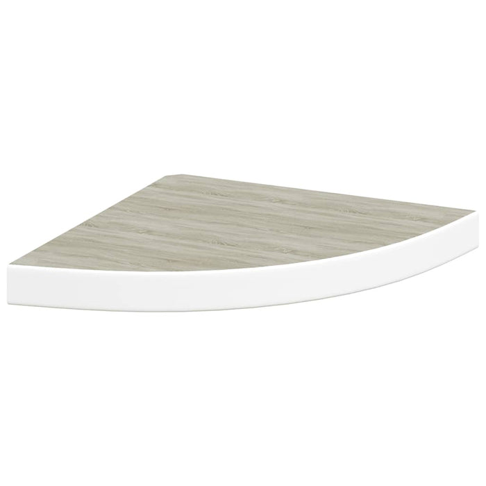 Raft de perete de colț, stejar și alb, 35x35x3,8 cm, MDF - WALTI WALTI