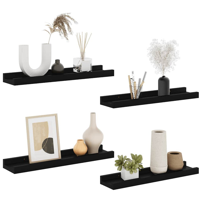 Rafturi de perete, 4 buc., negru, 40x9x3 cm - WALTI WALTI