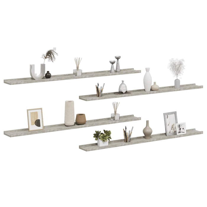 Rafturi de perete, 4 buc., gri beton, 115x9x3 cm - WALTI WALTI