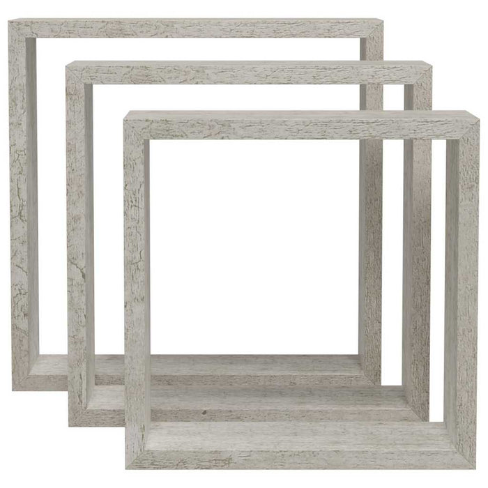 Rafturi de perete cub, 3 buc., gri beton - WALTI WALTI