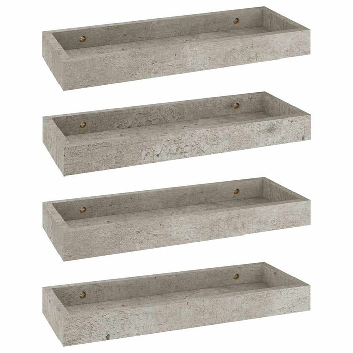 Rafturi de perete Loggia, 4 buc., gri beton, 40x15x4 cm, MDF WALTI