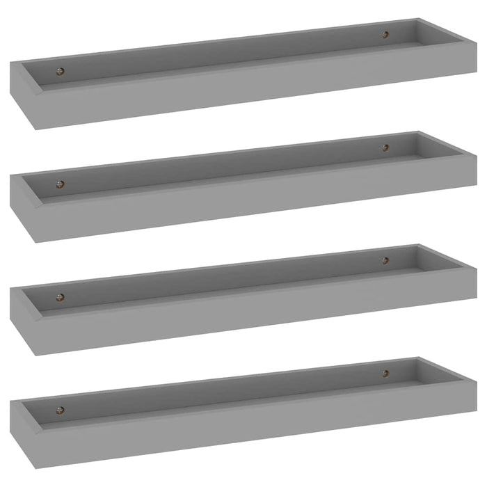 Rafturi de perete Loggia, 4 buc., gri, 60x15x4 cm, MDF WALTI