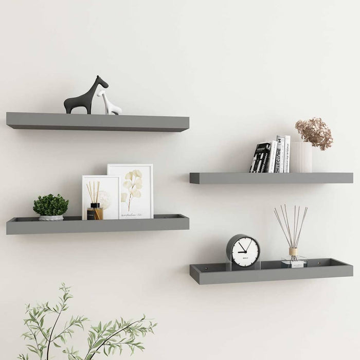 Rafturi de perete Loggia, 4 buc., gri, 60x15x4 cm, MDF WALTI