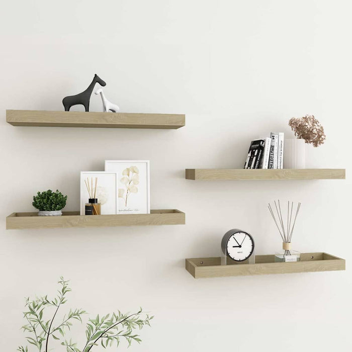 Rafturi de perete Loggia, 4 buc., stejar, 60x15x4 cm, MDF WALTI