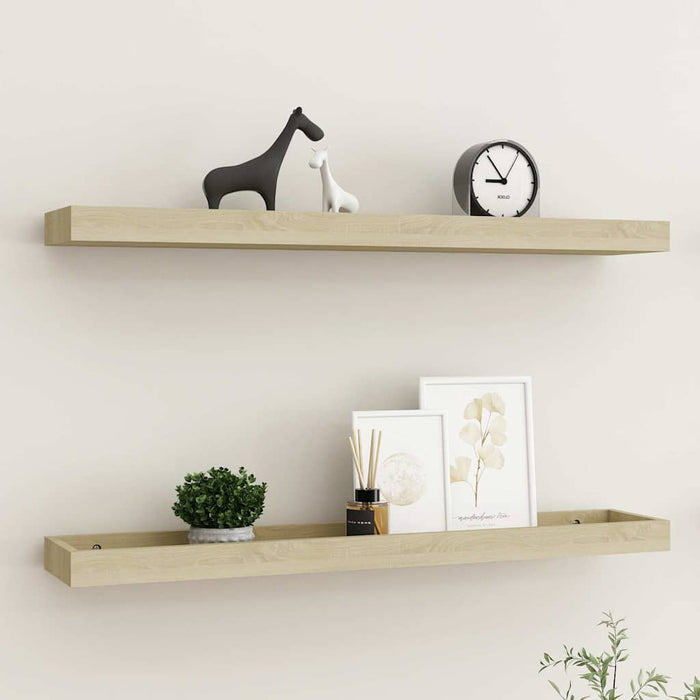 Rafturi de perete Loggia, 2 buc., stejar, 80x15x4 cm, MDF WALTI