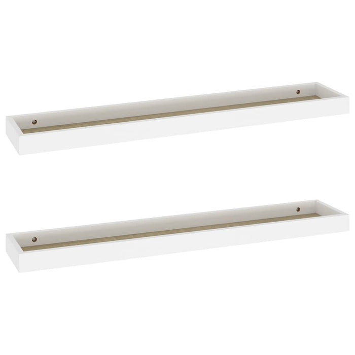 Rafturi de perete Loggia, 2 buc., alb și stejar, 80x15x4 cm MDF WALTI