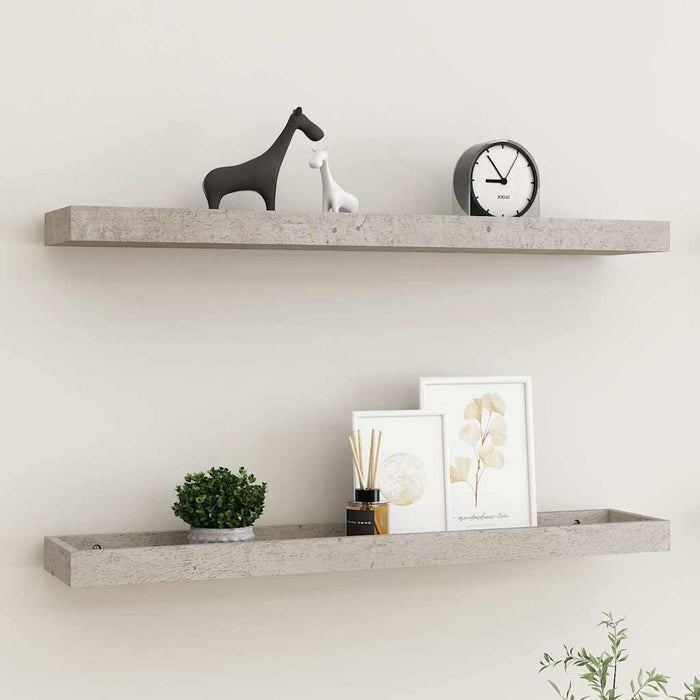 Rafturi de perete Loggia, 2 buc., gri beton, 80x15x4 cm, MDF WALTI
