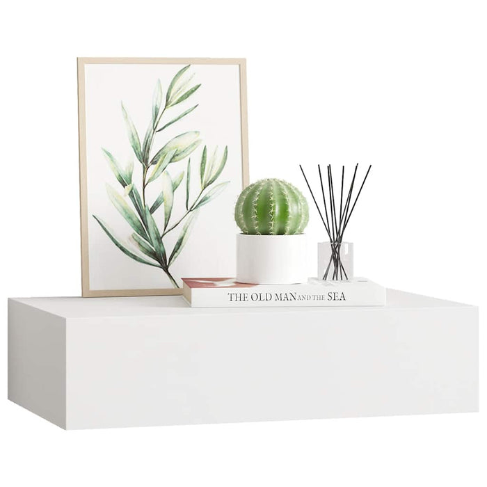 Raft de perete cu sertar, alb, 40x23,5x10 cm, MDF - WALTI WALTI