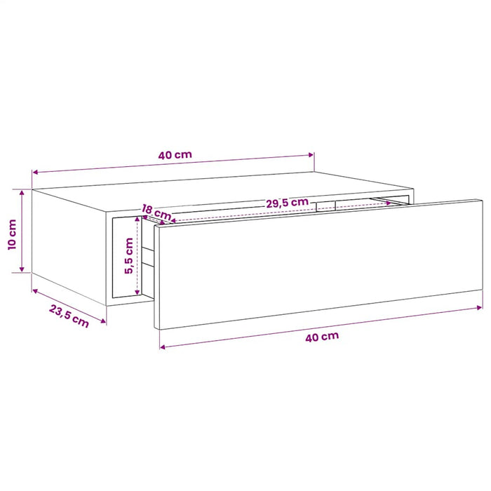 Raft de perete cu sertar, alb, 40x23,5x10 cm, MDF - WALTI WALTI