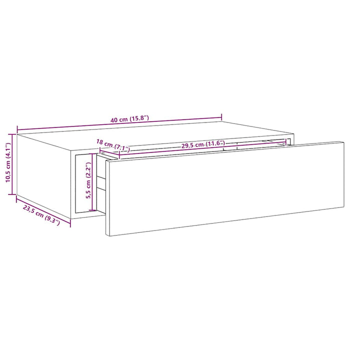Dulap de perete cu sertare, negru, 40x23,5x10 cm, MDF - WALTI WALTI