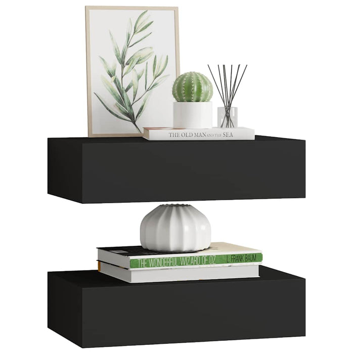 Dulap de perete cu sertare, 2 buc., negru, 40x23,5x10 cm, MDF - WALTI WALTI
