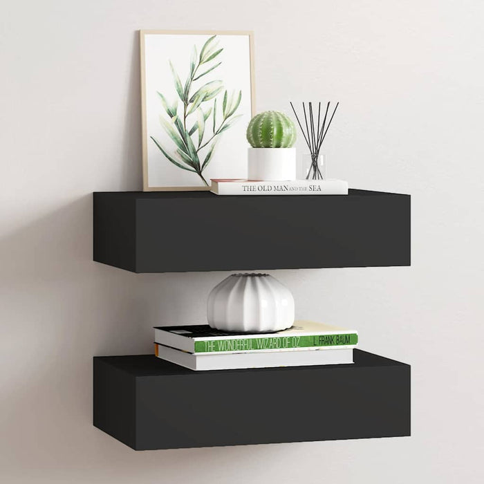 Dulap de perete cu sertare, 2 buc., negru, 40x23,5x10 cm, MDF - WALTI WALTI