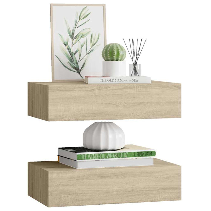 Dulapuri de perete cu sertar, 2 buc., stejar, 40x23,5x10 cm MDF - WALTI WALTI