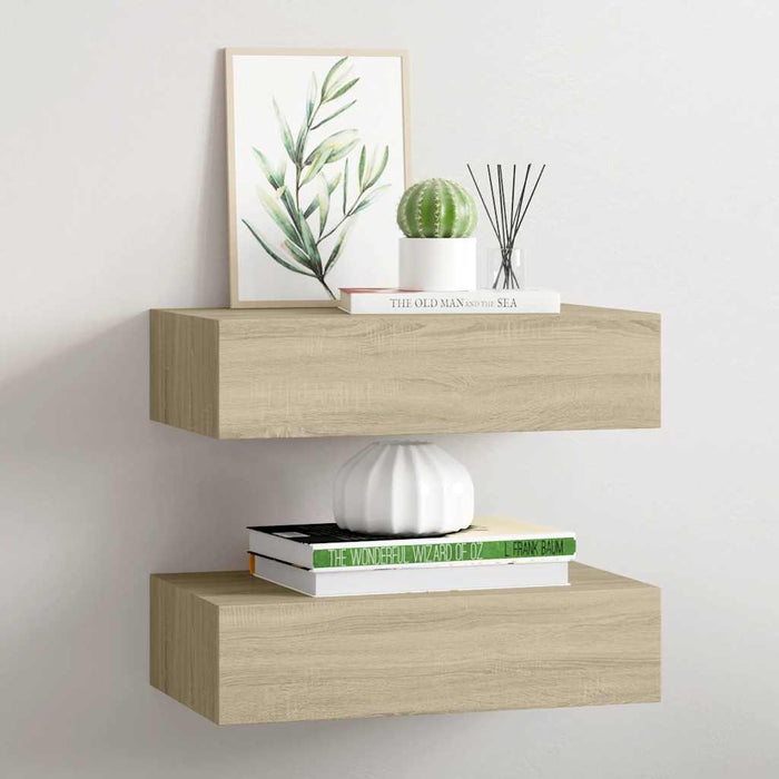 Dulapuri de perete cu sertar, 2 buc., stejar, 40x23,5x10 cm MDF - WALTI WALTI