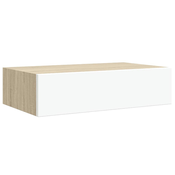 Raft de perete pentru sertare, stejar și alb, 40x23,5x10cm, MDF WALTI