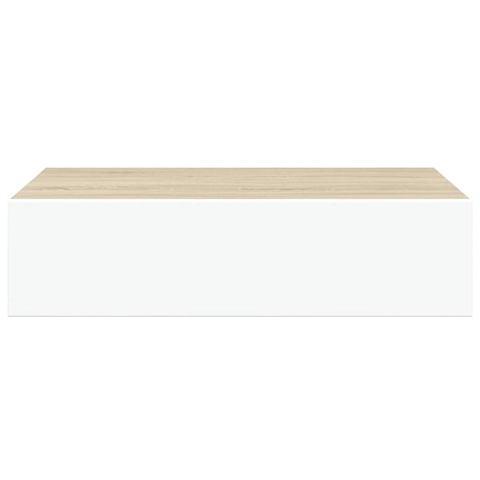 Raft de perete pentru sertare, stejar și alb, 40x23,5x10cm, MDF WALTI