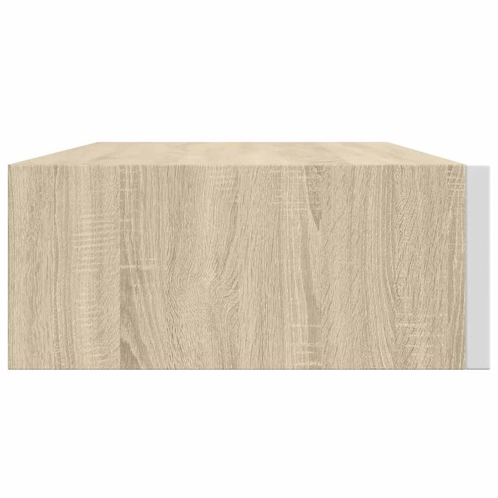 Raft de perete pentru sertare, stejar și alb, 40x23,5x10cm, MDF WALTI