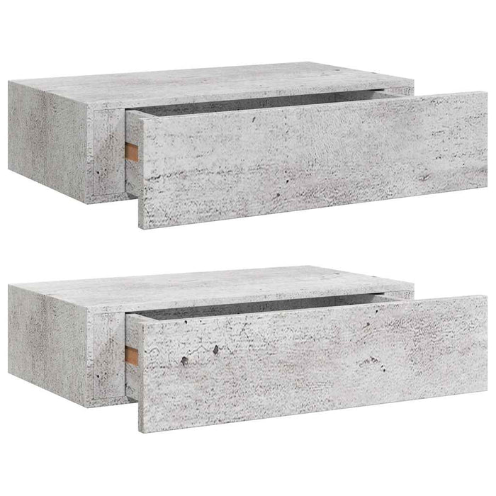 Dulapuri de perete cu sertar 2 buc. gri beton 40x23,5x10 cm MDF - WALTI WALTI