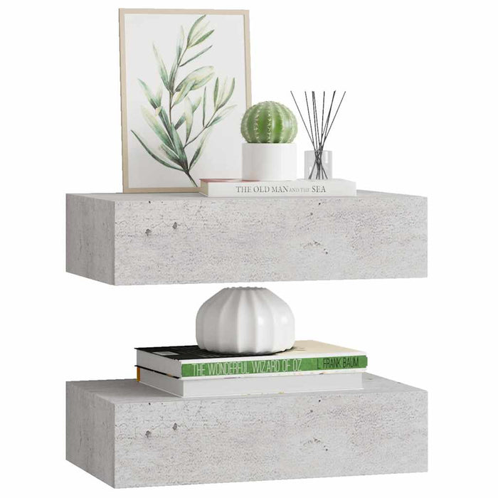 Dulapuri de perete cu sertar 2 buc. gri beton 40x23,5x10 cm MDF - WALTI WALTI