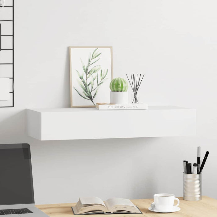 Raft de perete cu sertar, alb, 60x23,5x10 cm, MDF - WALTI WALTI