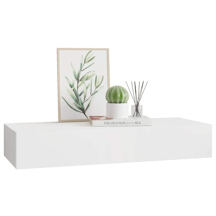 Raft de perete cu sertar, alb, 60x23,5x10 cm, MDF - WALTI WALTI