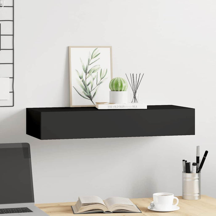 Dulap de perete cu sertar, negru, 60x23,5x10 cm, MDF - WALTI WALTI
