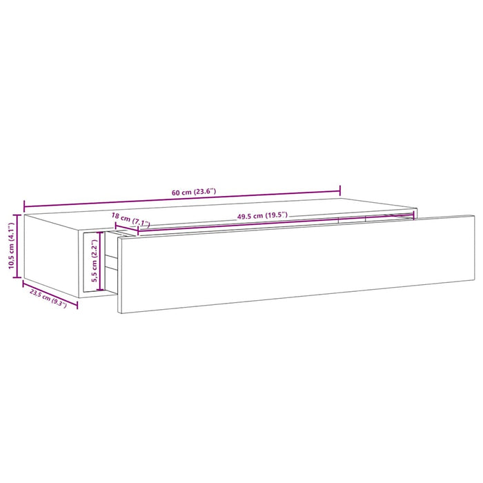 Dulap de perete cu sertar, negru, 60x23,5x10 cm, MDF - WALTI WALTI