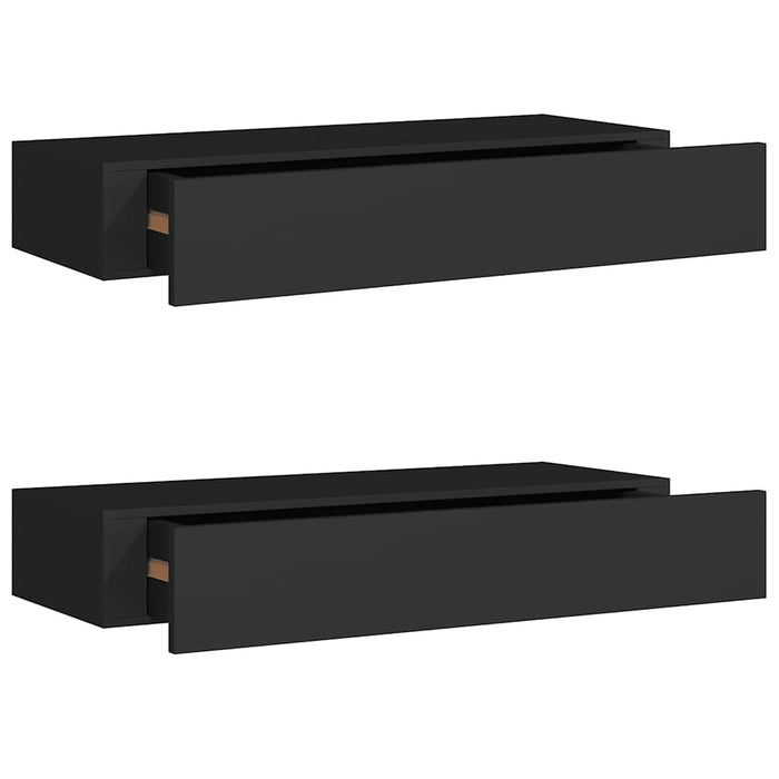 Dulapuri de perete cu sertare 2 buc. negru 60x23,5x10 cm MDF - WALTI WALTI