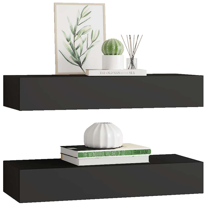 Dulapuri de perete cu sertare 2 buc. negru 60x23,5x10 cm MDF - WALTI WALTI