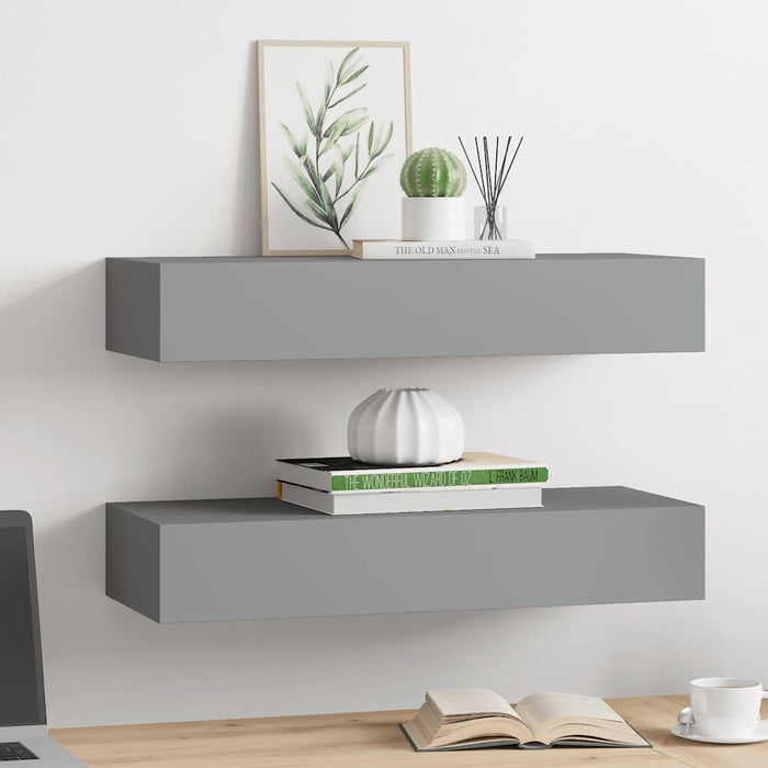 Dulapuri de perete cu sertare, 2 buc. gri, 60x23,5x10 cm, MDF - WALTI WALTI