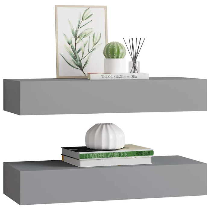 Dulapuri de perete cu sertare, 2 buc. gri, 60x23,5x10 cm, MDF - WALTI WALTI