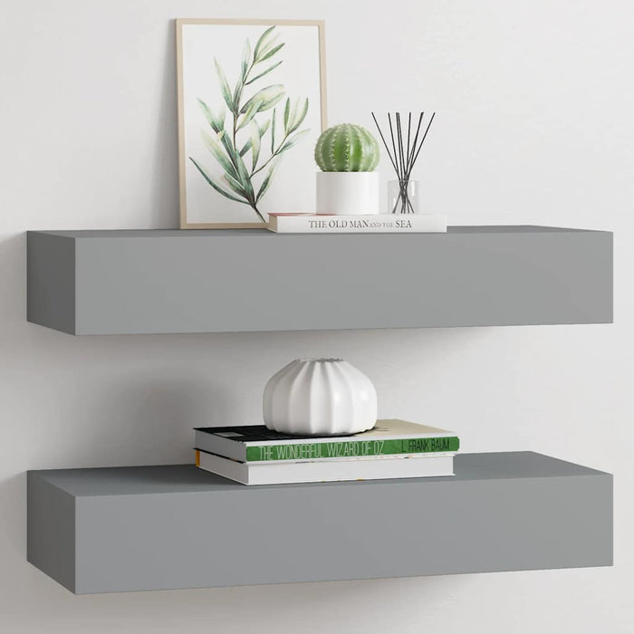 Dulapuri de perete cu sertare, 2 buc. gri, 60x23,5x10 cm, MDF - WALTI WALTI