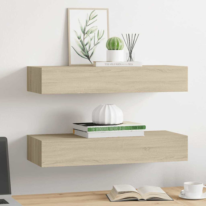 Dulapuri de perete cu sertare 2 buc. stejar 60x23,5x10 cm MDF - WALTI WALTI