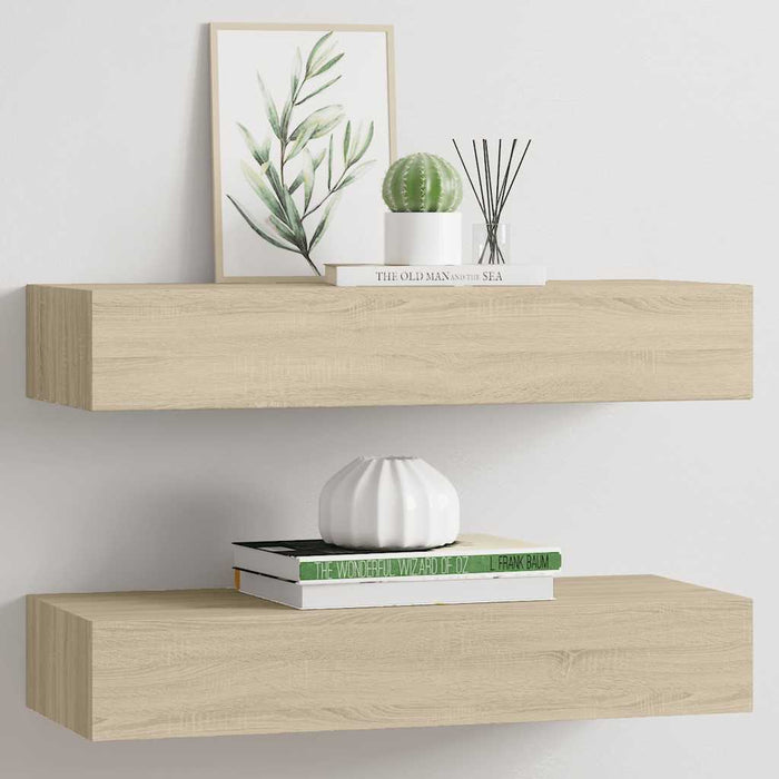Dulapuri de perete cu sertare 2 buc. stejar 60x23,5x10 cm MDF - WALTI WALTI